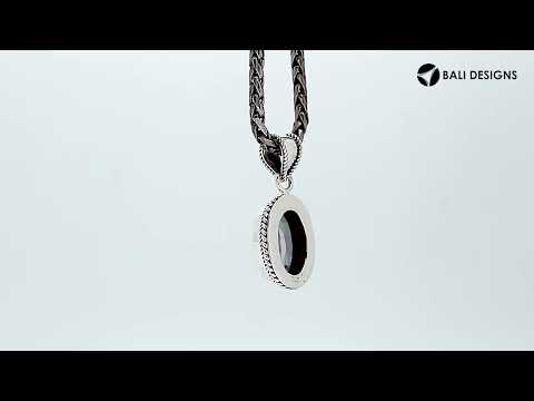 Sterling Silver Mystic Topaz Quartz Oval Pendant with rainbow effect handcrafted in Bali