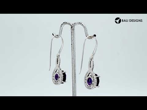 Wholesale Sterling Silver Amethyst Quartz Round Infinity Earrings With Detailed Balinese-Style Metalwork.