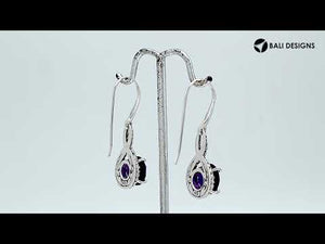Wholesale Sterling Silver Amethyst Quartz Round Infinity Earrings With Detailed Balinese-Style Metalwork.