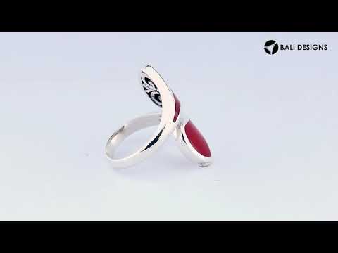 Sterling Silver Modern Open Shape Statement Ring With Abalone Shell