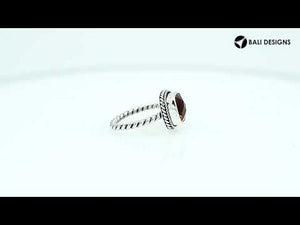 Sterling Silver Rope Band Ring With Citrine Quartz Cushion Center