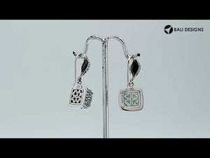 Sterling Silver Green Chalcedony Quartz cushion earrings