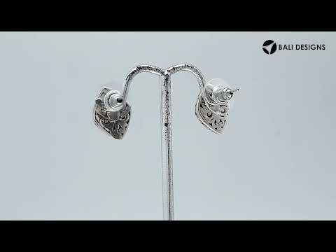 Wholesale Sterling Silver Marquise Pearl Stud Earrings With Bali Scroll Detailing Handcrafted In Bali