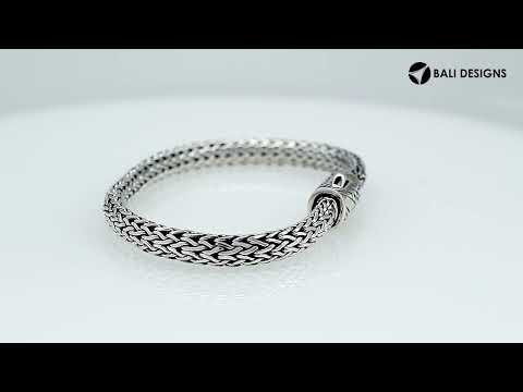 Sterling Silver & 18K Gold Bali Wheat Bracelet Featuring Angled Stripe Dual-Tone Clasp With Handcrafted Balinese Weave