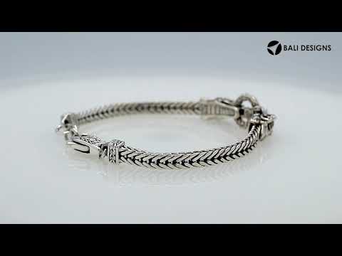 925 Sterling Silver Balinese Dragon Chain Bracelet With Lobster Lock On White Background