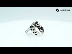 Sterling Silver handcrafted fancy designer ring wholesale from Bali, Indonesia with polished and oxidized detailing