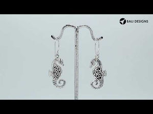 Wholesale Sterling Silver Seahorse Earrings With Black Shell Inlay