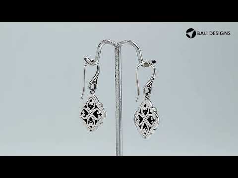 Wholesale sterling silver fancy Cubic Zirconia hook earrings with filigree design