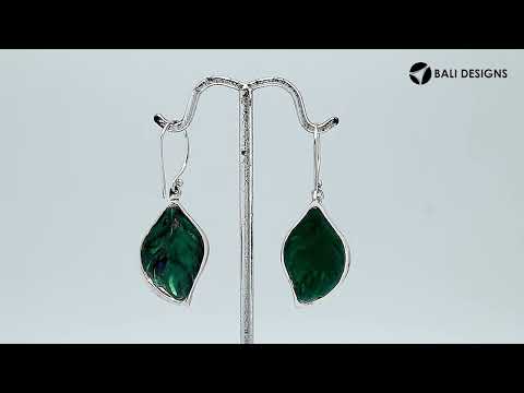 Sterling Silver Abalone Shell leaf drop earrings with Earwire and polished finish for wholesale jewelry collections.