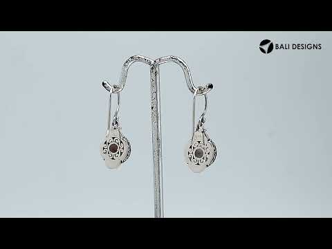 Sterling silver round-shaped Smokey Quartz earrings with elegant scroll detailing and earwire lock, designed for wholesale jewelry distributors and professional retailers.