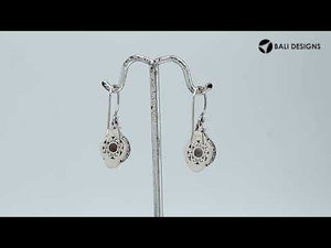 Sterling silver round-shaped Smokey Quartz earrings with elegant scroll detailing and earwire lock, designed for wholesale jewelry distributors and professional retailers.