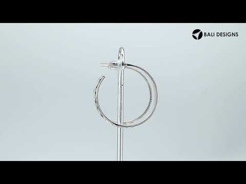 Wholesale Sterling Silver Slim Hoop Earrings With Swirl Engraving And Oxidized Balinese Finish