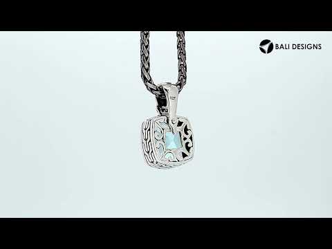 Sterling Silver pendant with cushion-cut Black Onyx and Cubic Zirconia accents