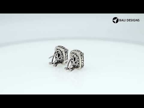 Wholesale sterling silver cushion-style earrings with Mystic Quartz and handcrafted detailing.