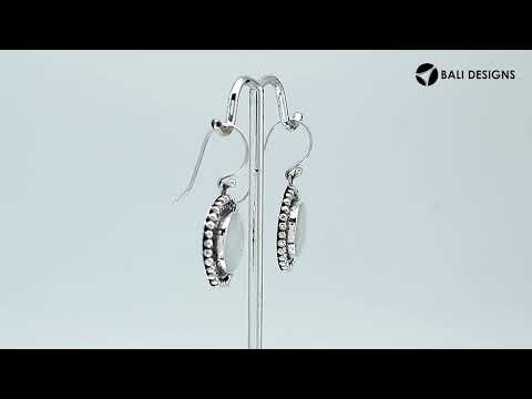 Wholesale Sterling Silver Round Earrings With Mother Of Pearl And Beaded Detailing