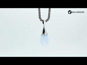 Sterling silver teardrop pendant with turquoise shell, handcrafted Bali wholesale jewelry.