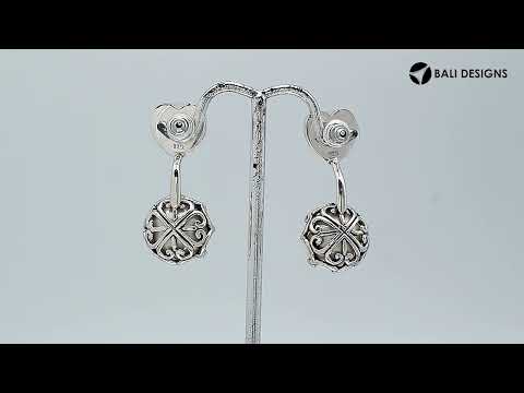 Shell pearl drop earrings with silver heart