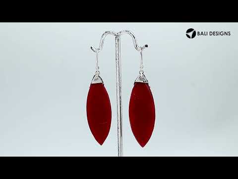 Red Coral Silver Leaf Earrings With Earwire For Wholesale
