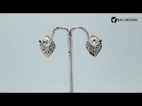 Wholesale Sterling Silver Marquise Peridot Quartz Stud Earrings With Bali Scroll Detailing Handcrafted In Bali