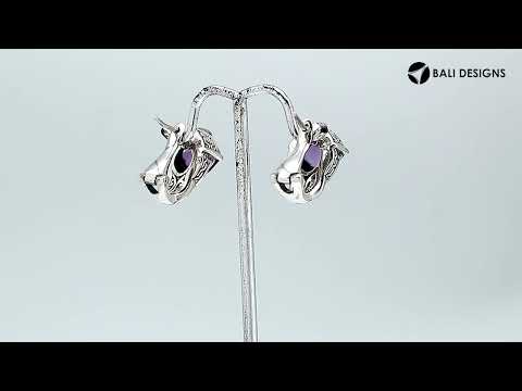 Wholesale sterling silver Amethyst Quartz and Cubic Zirconia earrings with handcrafted detailing