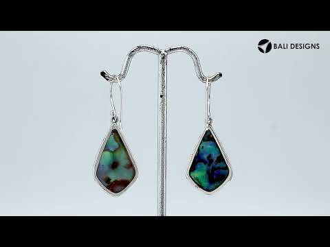 Sterling Silver Abalone Shell fancy shape earrings with Earwire and polished mirror finish for wholesale jewelry collections.