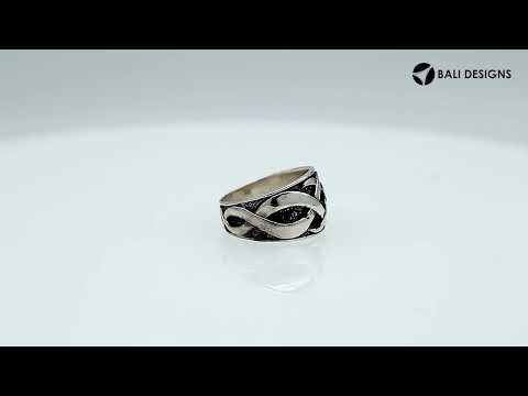 Sterling Silver Interwoven Oxidized Dome Ring For Wholesale Jewelry Buyers.