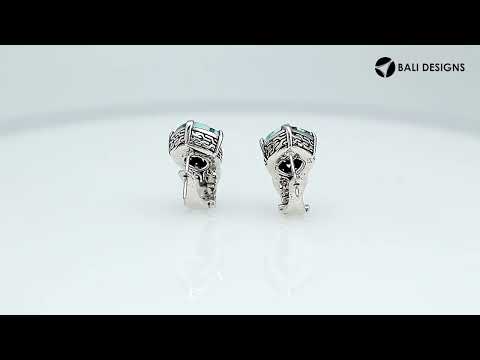 Wholesale sterling silver Blue Topaz Quartz and Cubic Zirconia earrings with handcrafted detailing