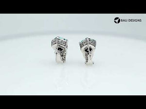 Wholesale sterling silver Blue Topaz Quartz and Cubic Zirconia earrings with handcrafted detailing