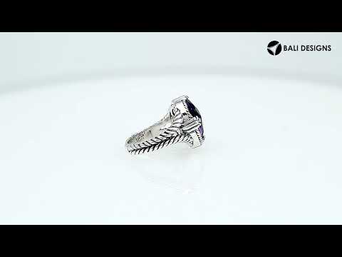 Sterling Silver Amethyst Quartz Oval Rope Design Heritage Ring With Balinese Craft Detailing.