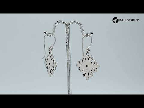 Silver Cross Earrings With Citrine Quartz Stone