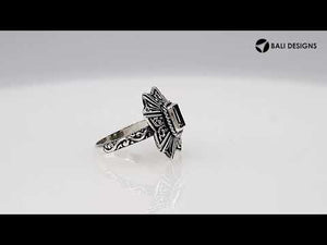 Sterling Silver Designer Ring With Amethyst Quartz In Balinese Style