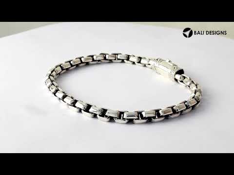 Sterling Silver Cushion Chain Bracelet With Push Clasp
