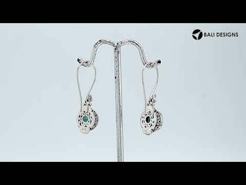 Sterling Silver Green Quartz Round Hook Earrings For Wholesale Collection