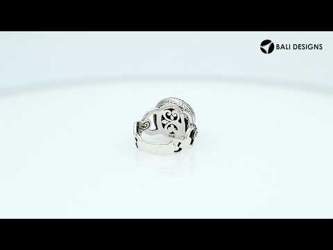 Sterling silver Balinese design ring with triangle shape Sapphire stone