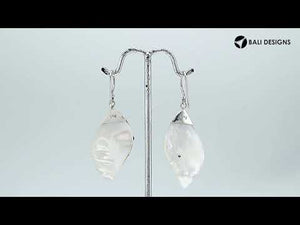 Wholesale sterling silver Mother of Pearl Shell leaf earrings handcrafted in Bali