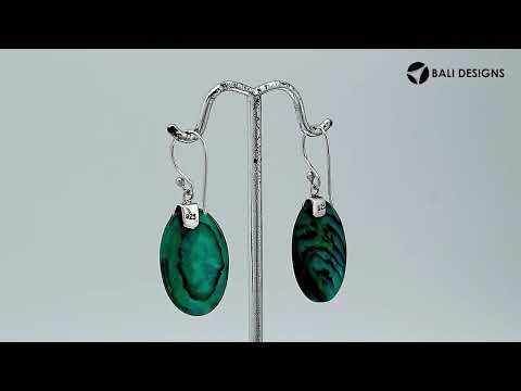 Wholesale sterling silver oval earrings with Abalone Shell and Balinese silver detailing, handcrafted in Bali.