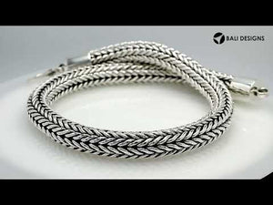 Sterling Silver 15MM Bali Woven Chain Necklace with Hook Lock wholesale