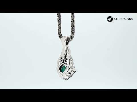 Sterling Silver Leaf Design Green Quartz And Cubic Zirconia Pendant