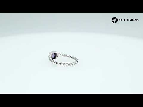 Wholesale sterling silver Amethyst Quartz square rope band ring handcrafted in Bali.