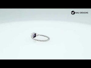Wholesale sterling silver Amethyst Quartz square rope band ring handcrafted in Bali.