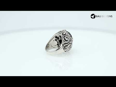 Rainbow Moonstone Oval Sterling Silver Balinese Ring Handcrafted In Indonesia