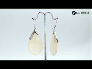 Silver Teardrop Earrings With Abalone Shell And Swirl Design