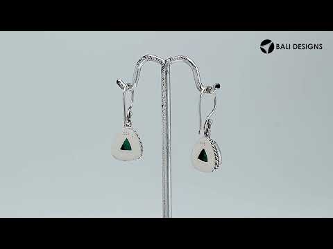 Green Quartz triangle silver earrings