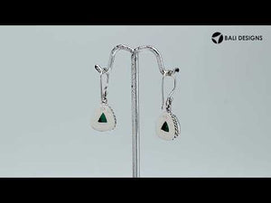 Green Quartz triangle silver earrings