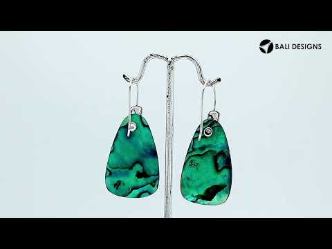 Sterling Silver Earrings With Abalone Shell Trapezoid Design