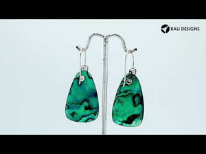 Sterling Silver Earrings With Abalone Shell Trapezoid Design