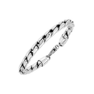 Sterling Silver Bali Handcrafted Wide Link Chain Bracelet With Secure Lobster Lock.