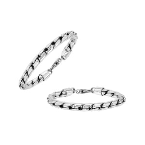 Sterling Silver Bali Handcrafted Wide Link Chain Bracelet With Secure Lobster Lock.