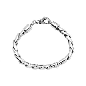 Sterling Silver Bali Handcrafted Wide Link Chain Bracelet With Secure Lobster Lock.