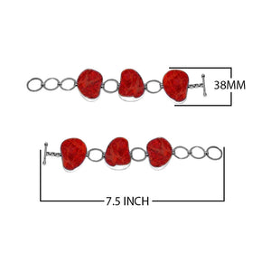 Wholesale Sterling Silver Bracelet With Organic Red Coral Link Design